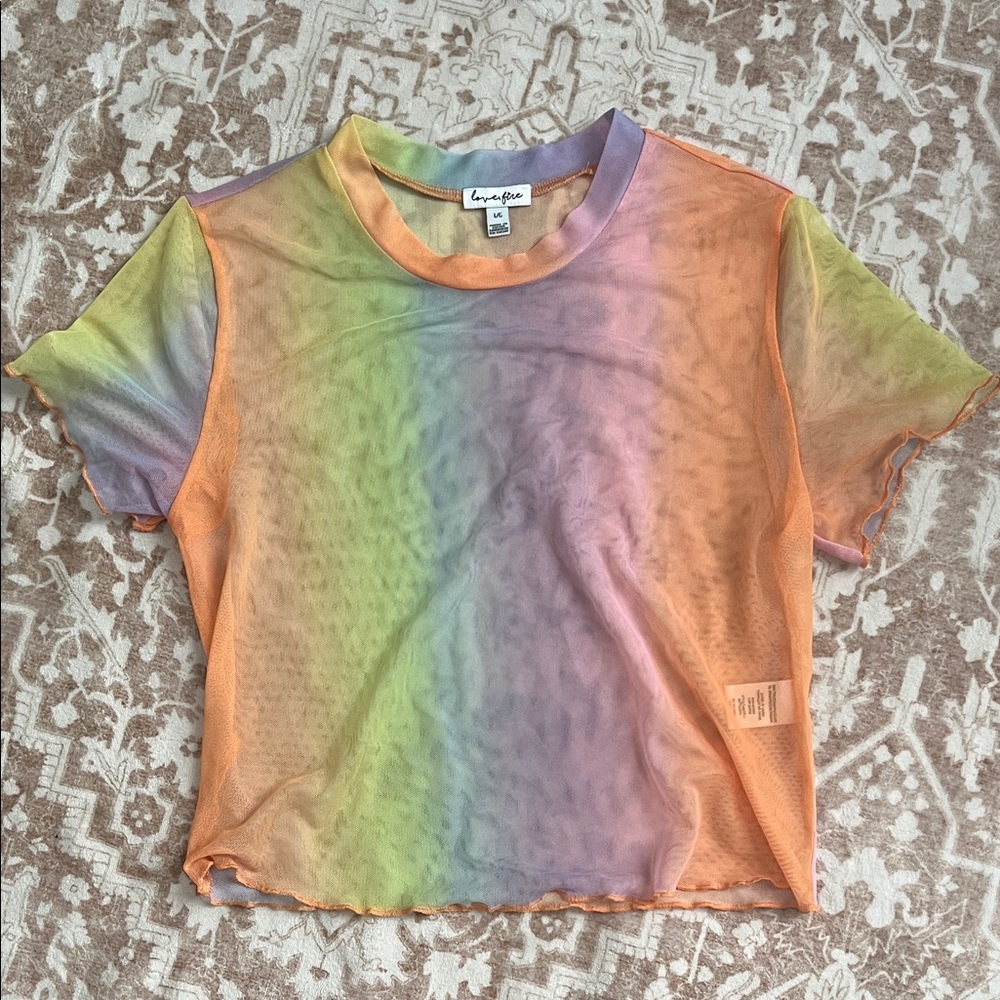 Love, Fire Multicolor Mesh Top